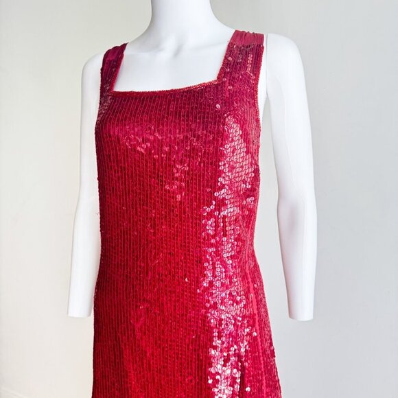 Joseph Ribkoff Gala Red Dequion Low Plunge Open Back Bia Cut Gown M - Picture 3 of 12